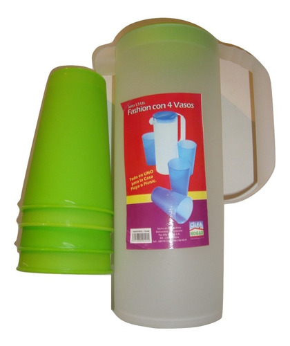 Jarra De 1.5 Ltrs Con 4 Vasos Pack Alfa Hogar