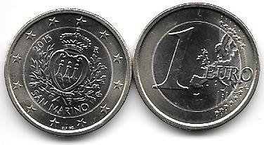 Moneda San Marino Bimetalica 1 Euro Año 2015 Sin Circular