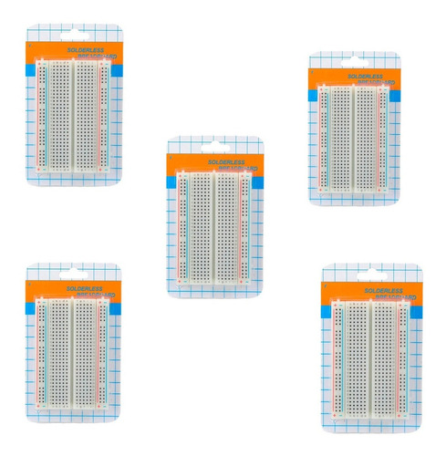 5 Piezas Protoboard 400 Puntos Breadboard Mb102 Para Arduino