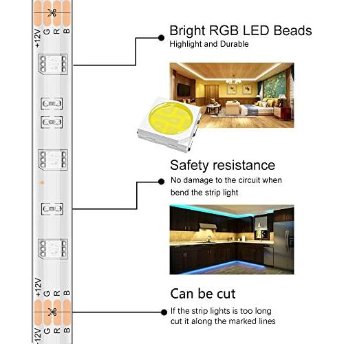 Luces De Tira Led Rgb De 50 Pies/15 Metros Sincroniza...