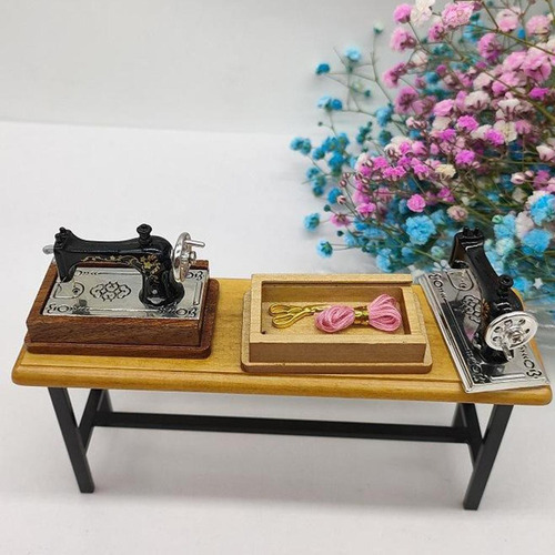 K Mini Máquina De Coser Antigua De Tapa De Tabla 2 Madera