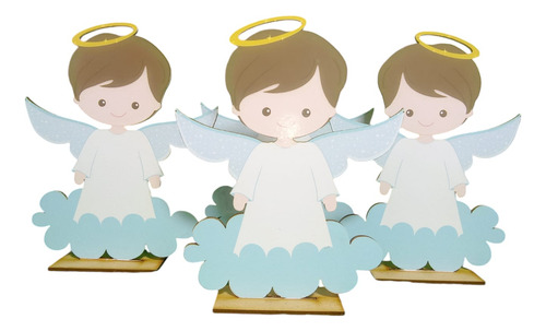 12 Souvenirs Angelito Fibrofacil Bautismo Laminados