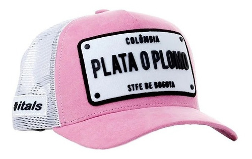 Boné Itals Plata O Plomo Veludo Rosa - Pablo Escobar 