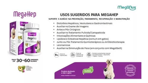 Suplemento MEGA-HEP B12 30comp - Cães e Gatos - Nmalls Pet Center