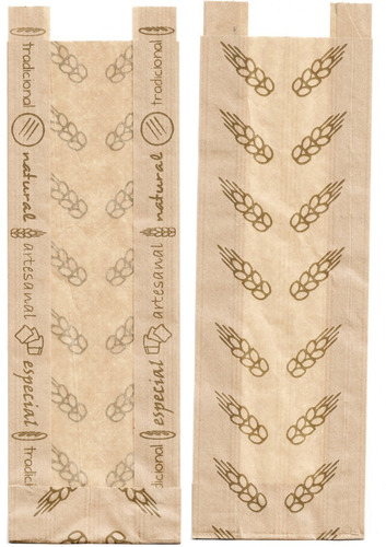 100 Sacos Kraft Com Visor Microperfurado 15x28 Saco Pão Pães