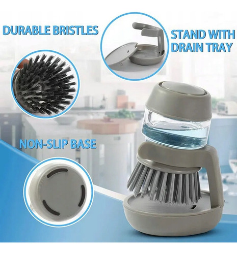 2pcs Cepillo Lava Trastes Dispensador De Jabón Multiusos