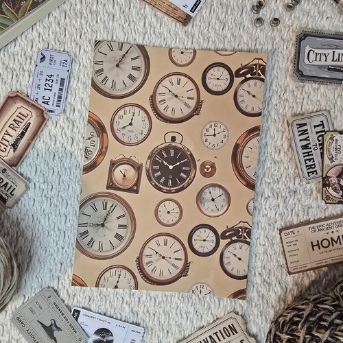 Papeles Vintage Para Scrapbook Journaling Envolver Reloj X8 Gris Relojes Vintage