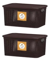 Comprar Pack 2 Cajas Organizadoras Medianas Chicas Símil Rattan 4 Lt
