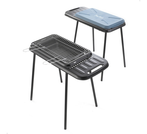 Churrasqueira Carvão Portátil Grelha Móvel Dobrável Barbecue Cor Preto