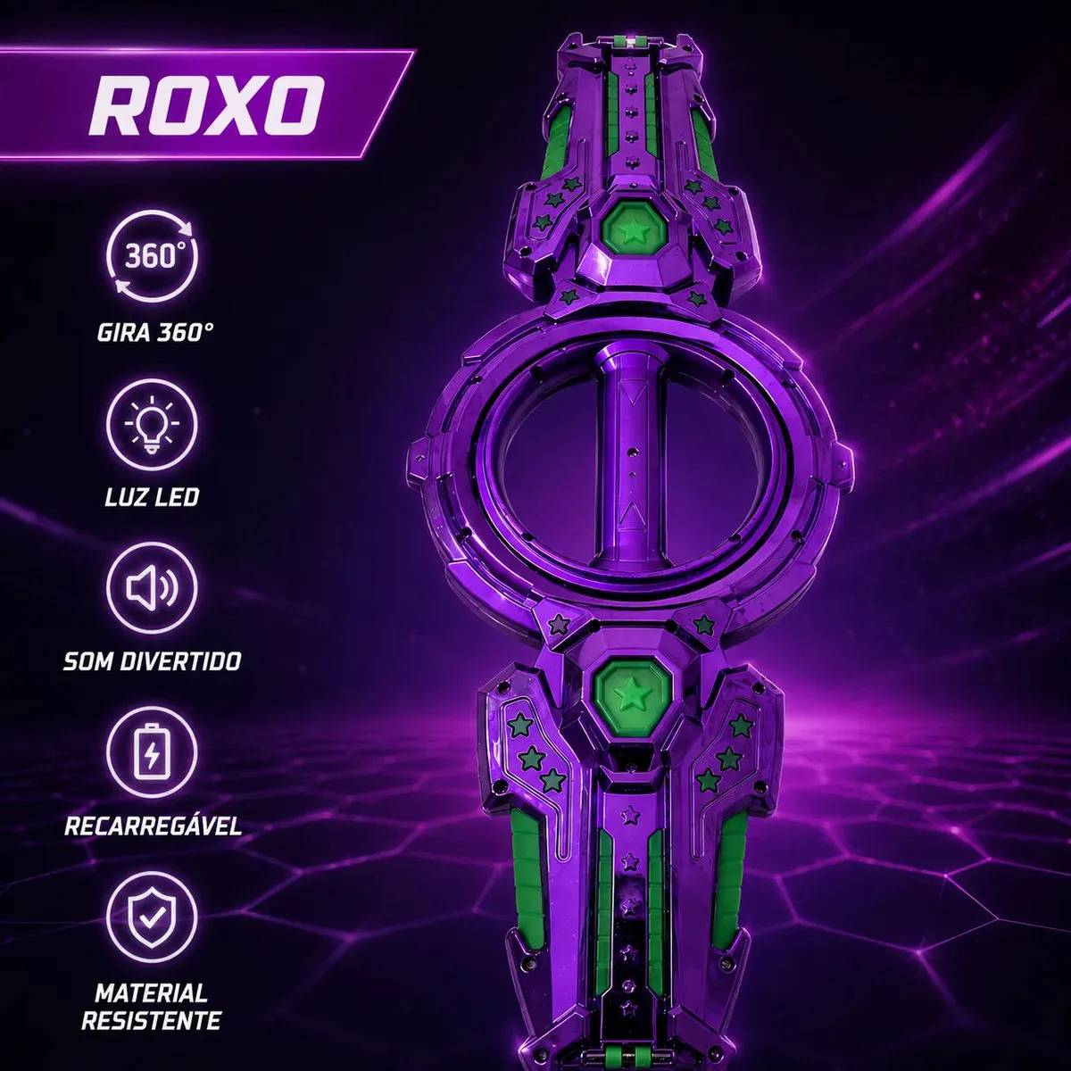 Espada Giratória 360° Espiral de Fogo com Luz LED RGB Som Recarregável USB Brinquedo Infantil para Meninos e Meninas Cosplay Espada de Dois Gumes