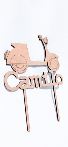 Imagen 2 de 4 de Topper Cake Cartel Torta Mod. Vespa Personalizable - Mdf