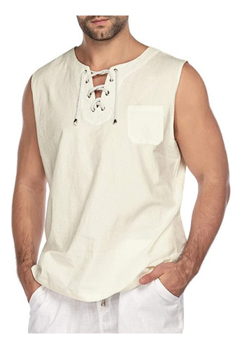 Chaleco Sin Mangas De Algodón Y Lino Para Hombre, Casual, Co