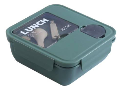 Contenedor Toper Con Compartimientos Lunch Oficina Receso Verde Oscuro