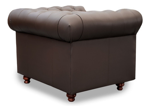 Sillón De Piel Genuina Chesterfield Chpv Confortopiel Color Chocolate
