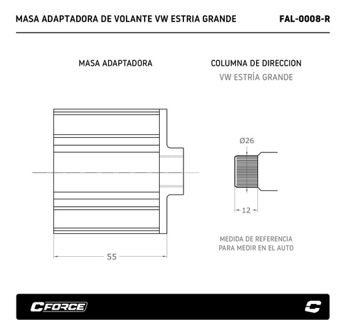 Imagen 3 de 5 de Faster Masa Adaptadora De Volante Vw Golf 1.8t 2.0 Roja 55