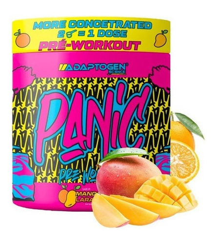 Pré Treino Panic 300g Adaptogen Beta Alanina Proteína Sabor Manga E Laranja