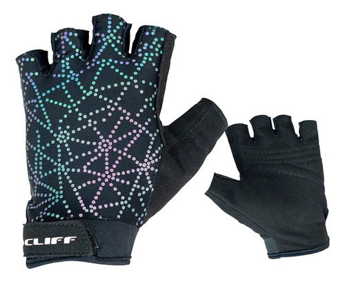 Guantes Cliff Ciclismo Reflect Negro Stars Dedo Corto Velcro