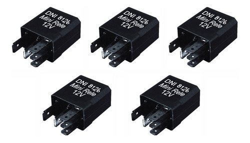 5 Mini Relés Auxiliares Uso Geral 12v 30/20a - Dni 8126