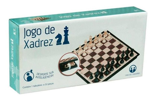 Imagem 5 de 6 de Jogo De Xadrez Escolar Tabuleiro 20x20 Cm Dobrável 32 Peças