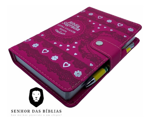 Bíblia Feminina Tipo Carteira Gigante Com Harpa - Pink