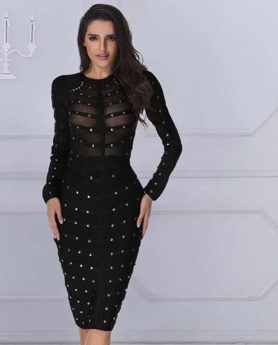 Imagen 2 de 6 de Vestidos Negro Fiesta Corto Sexy Elegante Noche Dia Ae Dama