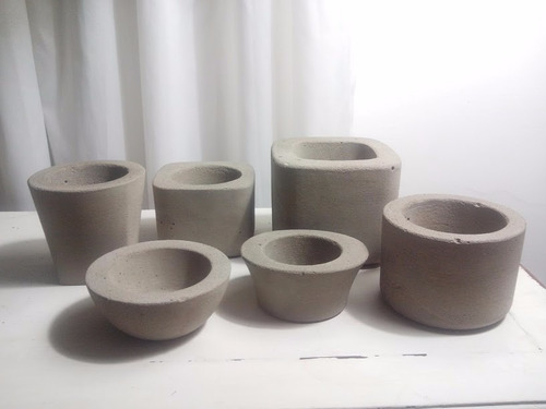 Imagen 3 de 5 de Macetas Conjunto 5 De Cemento Concreto Diseño Minimalista