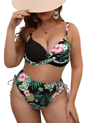 Trajes De Baño Dama Completo Floral Bikini Mujer Dos Piezas