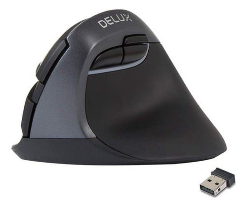Delux M618mini, Mouse Vertical Ergonómico Inalámbrico 6 Keys Color Negro