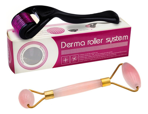 Derma Roller System + Rodillo Facial De Cuarzo Rosa