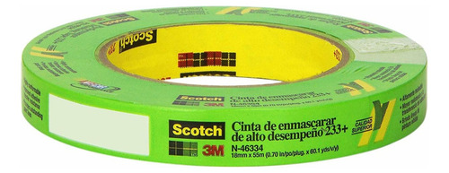 Cinta adhesiva de enmascarar Scotch 233+ color verde claro diseño lisa 55cm x 1.8cm