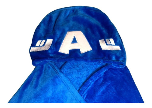 Imagem 4 de 4 de Manta Infantil Capuz Capitão América Azul Original Marvel