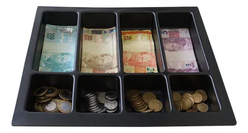 comprar Bandeja Divisor Dinheiro Notas Porta Cedulas Moedas Gavetas Retangular LM Balcoes Cor Preto