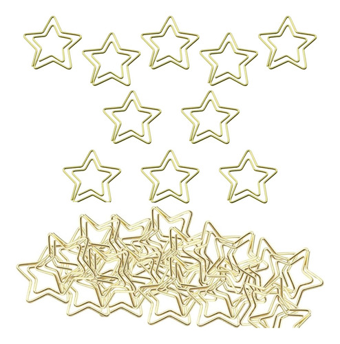 50 Marcador Estrella Clip Para Marcapagina Dorado Creativo