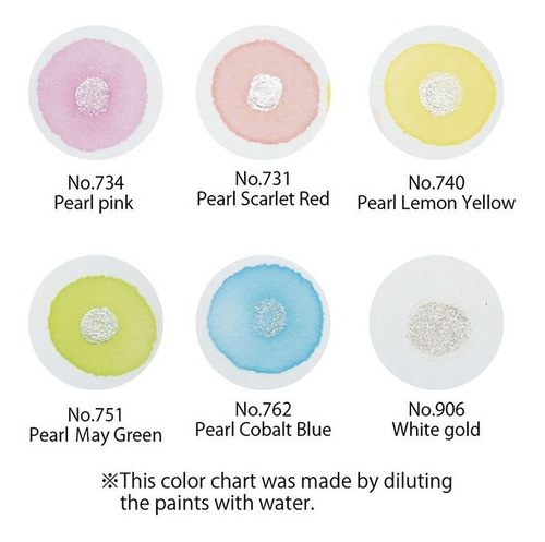 Imagen 3 de 3 de Acuarelas Kuretake Gansai Tambi Pearl Colors Set 6 Colores