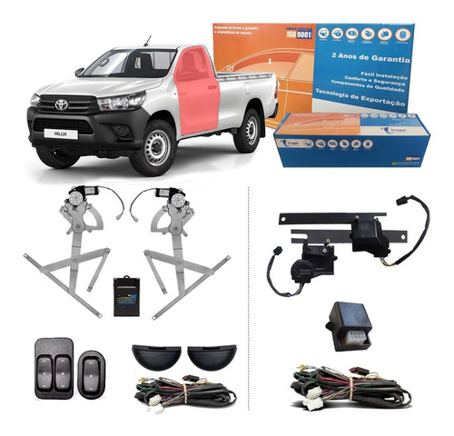 Kit Vidro Hilux 2021 Cabine Simples + Trava Tragial + Alarme