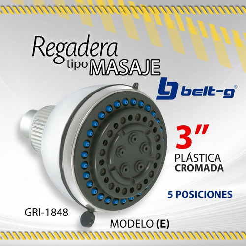 Regadera Belt-g Cromada Tipo Masaje Mod.(e) Gri-1848/0000564