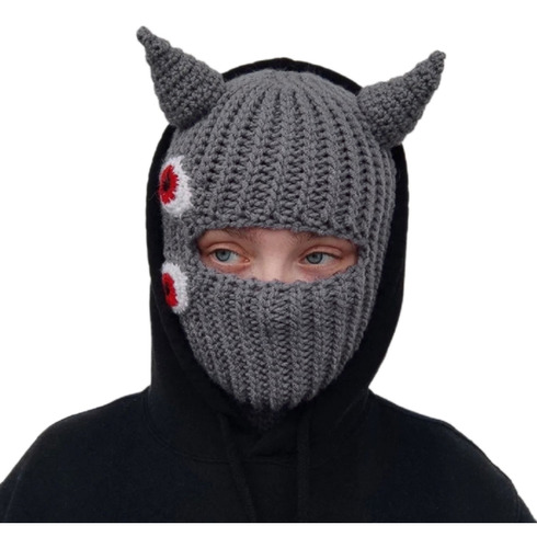 (a-1) Divertidos Gorros De Punto Con Cuernos, Cálidos, Para