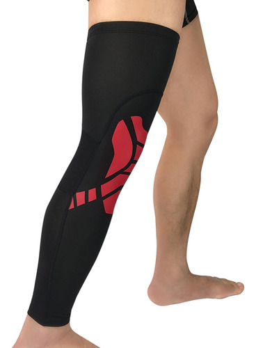 3 Silicona Compresión Pierna Larga Soporte Negro Y Rojo M