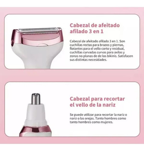 Afeitadora Depiladora 4 En 1 Para Mujer Cejas Rostro Cuerpo Blanco