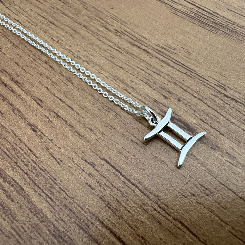 Collar Dije Zodiaco Plata .925 De 45 Cm Mujer Hombre Agálea Color Geminis