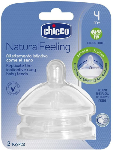 2 Tetinas Flujo Ajustables 4m Chicco Natural Feeling