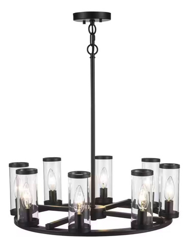 Lampara De Techo Moderna Niquel Cepillado 8 Luces 20'' Estructura Negro