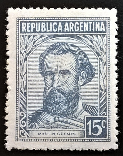 Argentina, Sello Gj 872 Guemes 15c Sol Ro 1942 Nuevo L14040