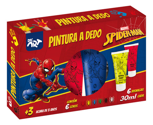 Conjunto De Pintura A Dedo 6 Cores Homem Aranha Spider Man