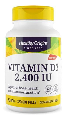 Healthy Origins Vitamina D3 2400ui 120 Cápsulas Blandas