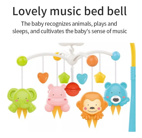 Imagen 5 de 9 de Móvil Musical Con Animales Para Cuna Bebe Ltf Shop