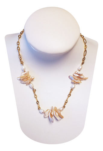 Collar De Acero Inoxidable Con Perlas Naturales Wb-c-03