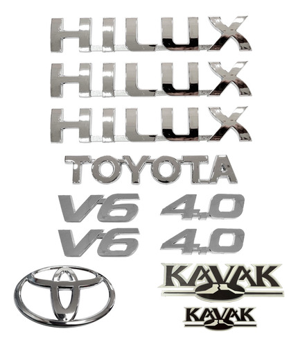 Kit Emblemas Toyota Hilux 4.0 Kavak ( 10 Piezas)