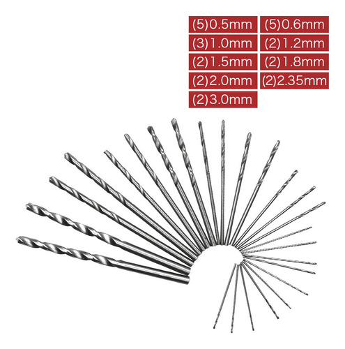 25 Brocas Helicoidales En Caja, Perforadora Manual Negra, Pe