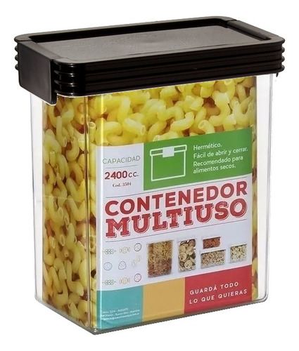Imagen 3 de 7 de Set 2 Contenedor Hermético Táper Organizador Plástico 2400cc